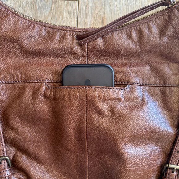 Frye Azariah Brown Floral Embroidered Leather Convertible Backpack Hobo Bag - Picture 9 of 16